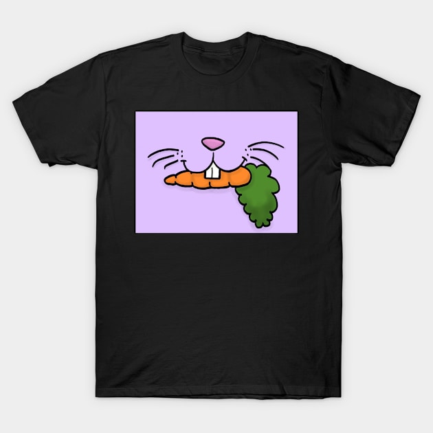 Bunny Mouth With Carrot Face Mask (Lavender) T-Shirt by dogbone42